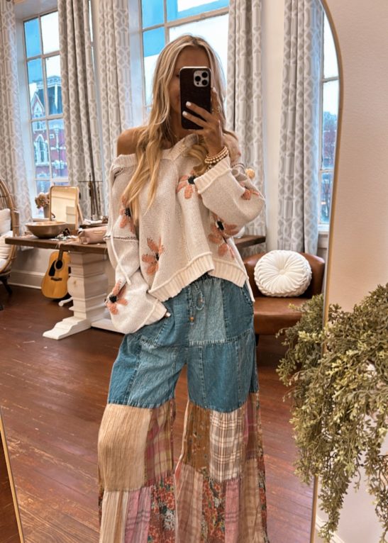 Denim Patchwork Casual Pants