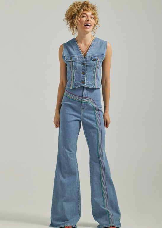 Rainbow Denim Vest Set