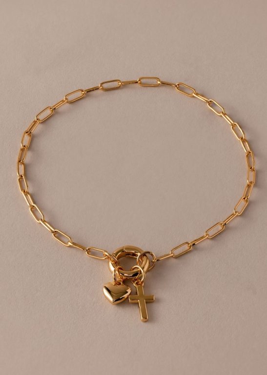 Cross & Heart Charm Bracelet