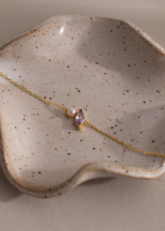 Marquise Birthstone & Pearl Bracelet