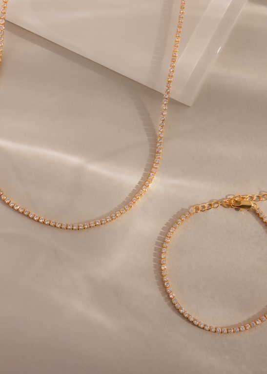 Dainty Diamond Tennis Necklace & Bracelet Set