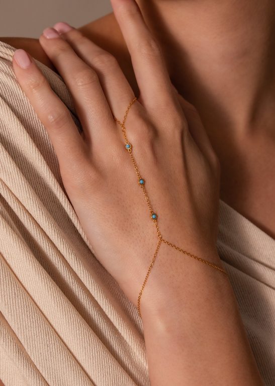 Turquoise Hand Chain Bracelet