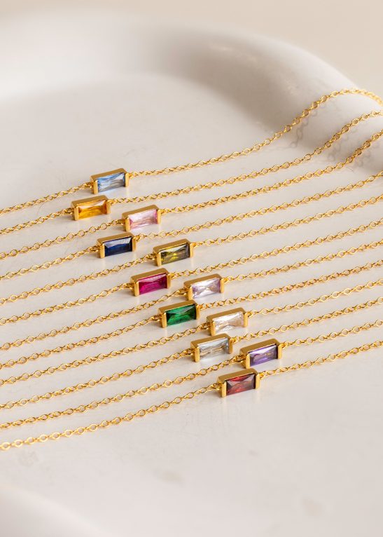 Dainty Baguette Birthstone Bracelet