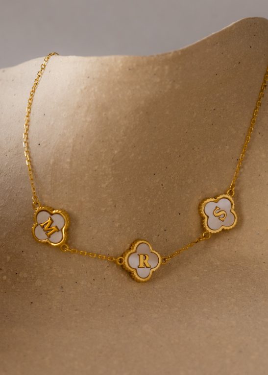 Pearl Clover Letter Bracelet