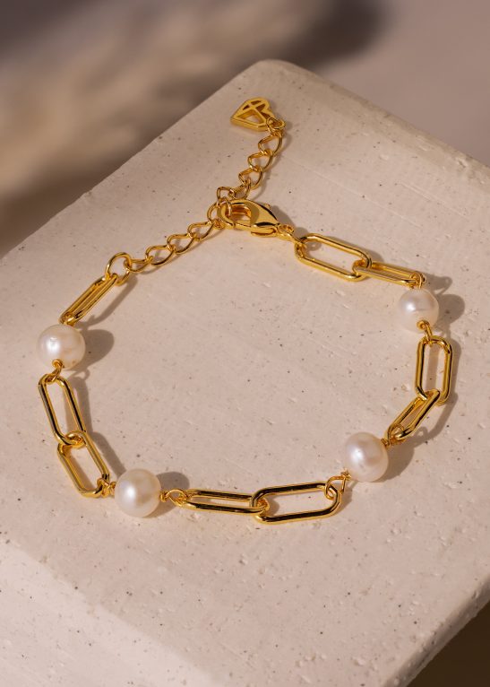 Pearl Station Paperclip Bracelet