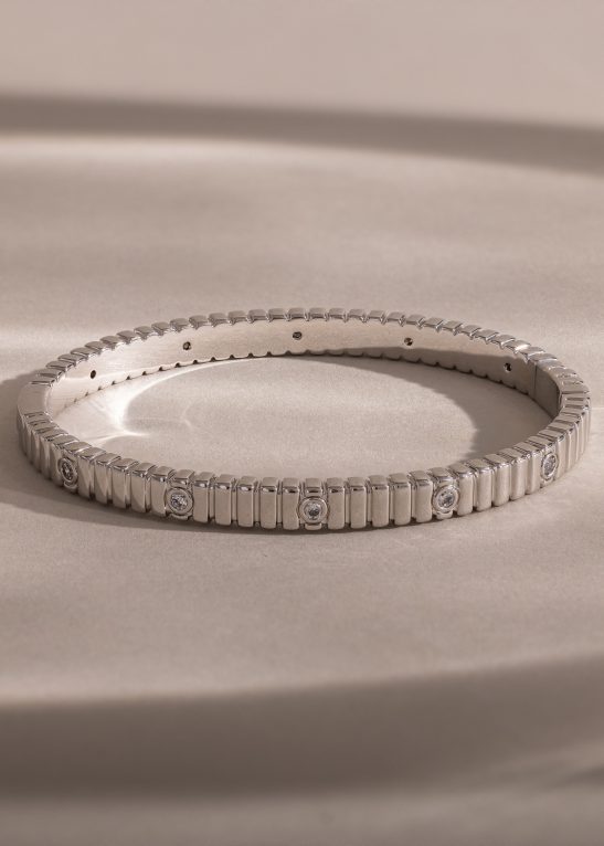 Ribbed Diamond Bangle