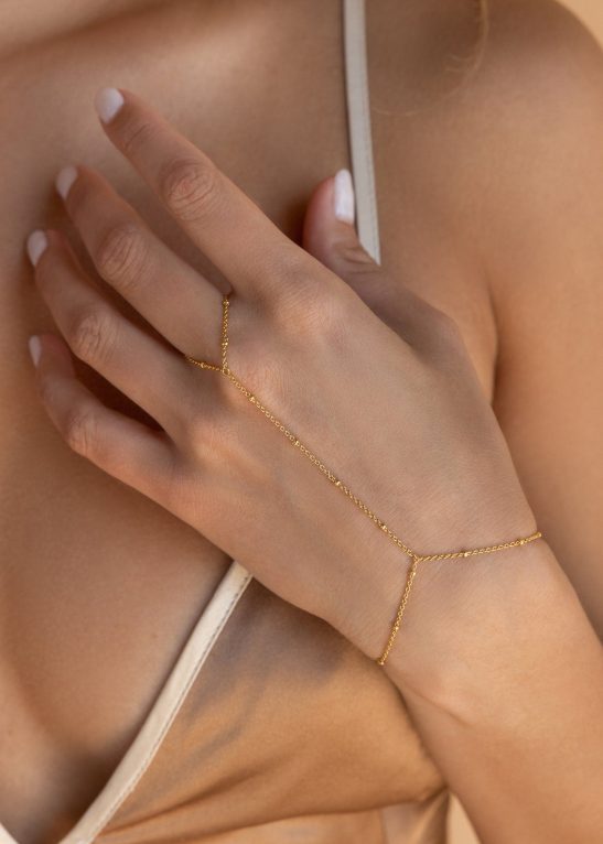 Beaded Hand Chain Bracelet