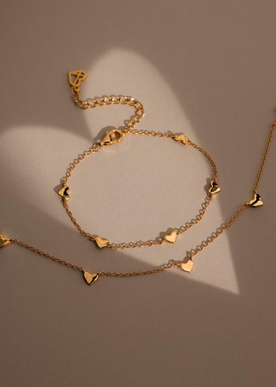 Heart Station Necklace & Bracelet Set