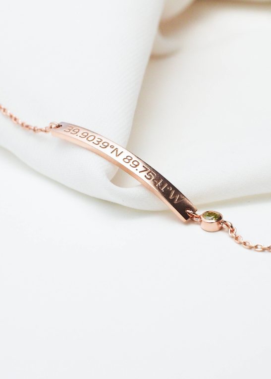 Thin Coordinates Bar Bracelet