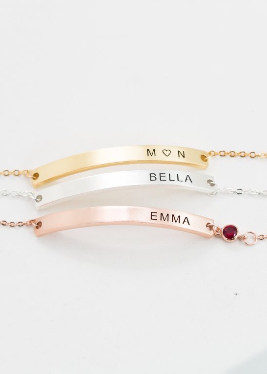 Thin Name Bar Bracelet