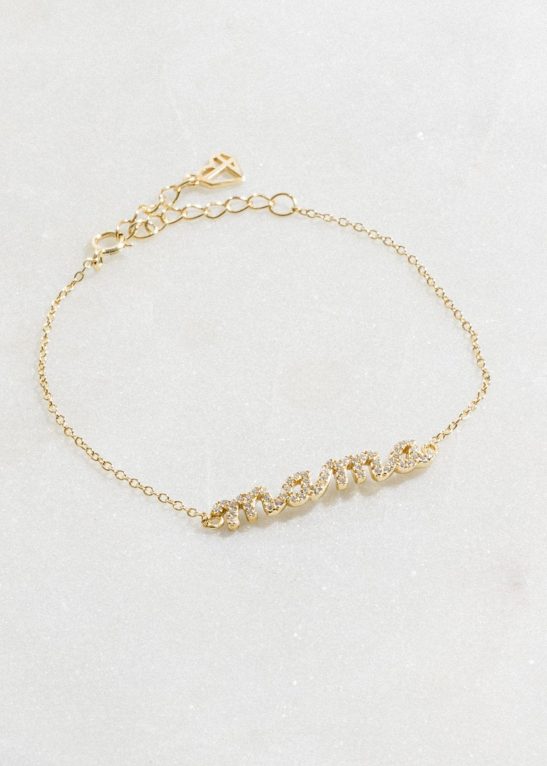 Pave Mama Script Bracelet