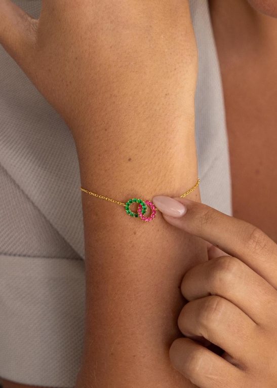 Interlocking Duo Birthstone Bracelet