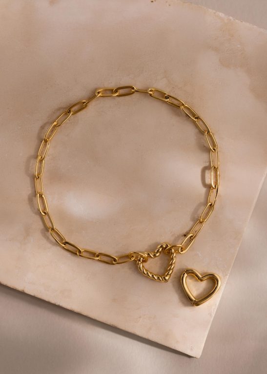 Heart Carabiner Paperclip Bracelet