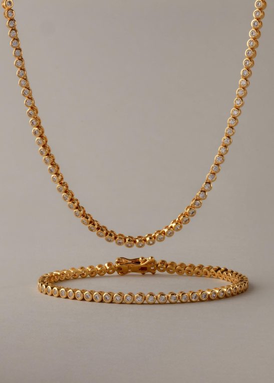 Diamond Bezel Tennis Necklace & Bracelet Set