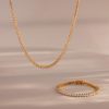 3-Prong Diamond Tennis Necklace & Bracelet Set
