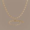 Eternity Pearl Necklace & Bracelet Set in 18K Gold