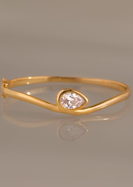 Sculpted Diamond Pear Bangle
