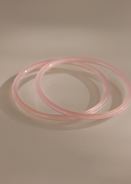 Thin Pink Jade Bangle Set